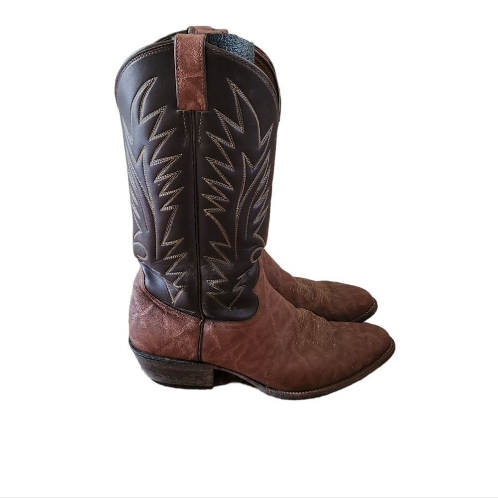 Vintage Diamond J Justin Brown Leather Cowboy Boots 10